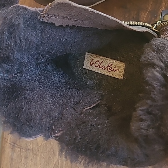 OluKai Shoes Women's sz 9 Pehuea Hulu Brown Leather/Suede Faux Fur Lined Sneaker - Picture 9 of 12